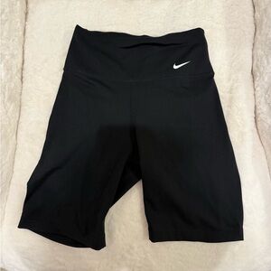 Nike Black High-Rise Bike Shorts with White Swoosh